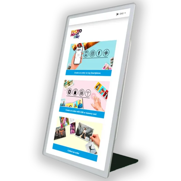 Photoprintme, software para kioscos fotográficos, integrado en pantalla de 24 pulgadas