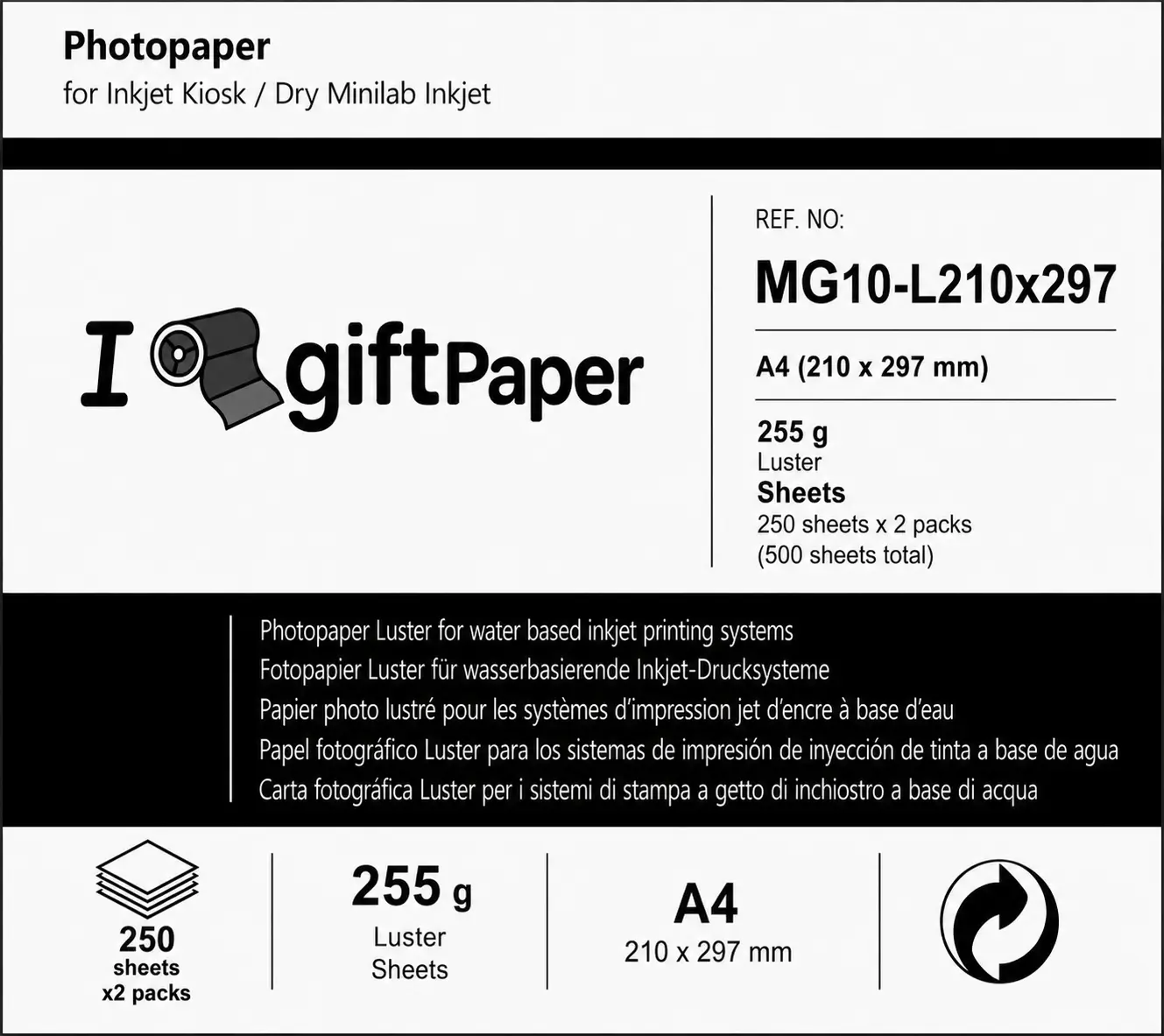 Papel Fotográfico en Hojas Inkjet Lustre 255g A4 - Imagen 2