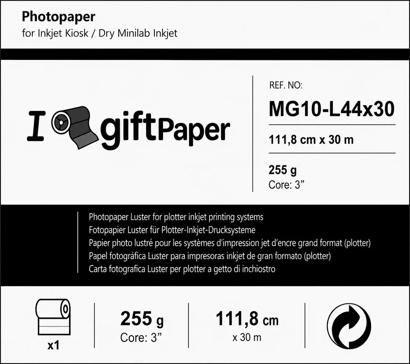 Papel Inkjet Plotter Lustre 255g 111,8 cm x 30m - Imagen 2